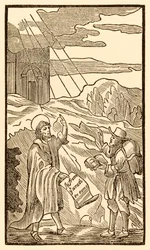 Christian No Sooner Leaves the World but Meets Evangelist from The Pilgrims Progress From This World, To That Which Is To Come by John Bunyan (1628-1688)